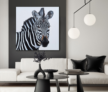 A Nicky van Rensburg painting of a zebra profile
