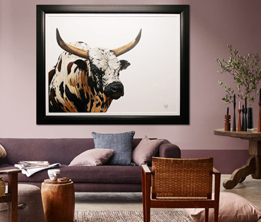A Nicky van Rensburg painting of a Nguni bull