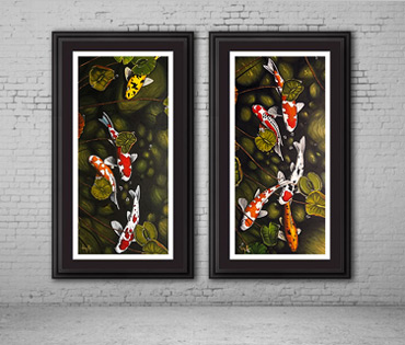 A Nicky van Rensburg painting of koi fish