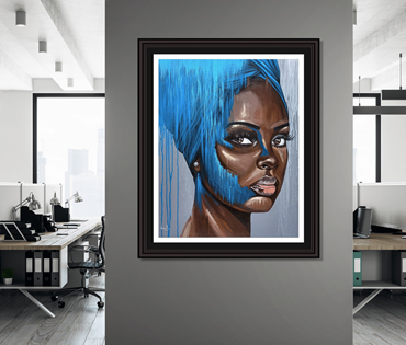 A Nicky van Rensburg painting of an african abstract face