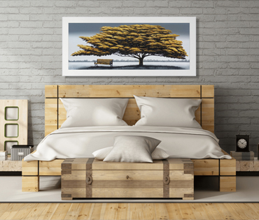 A Nicky van Rensburg painting of a yellow tree