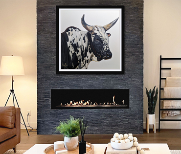 A Nicky van Rensburg painting of a nguni bull